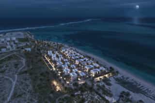 Rendering fotorealistico di esterno - Resort notturno caicos - Archivision Studio