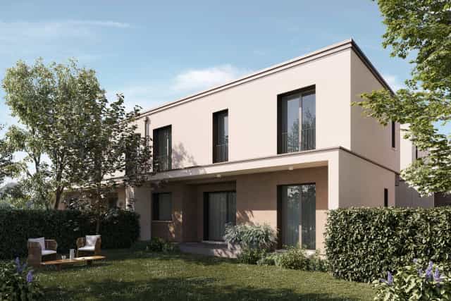 Rendering fotorealistico di esterno - Villa schiera moderna giardino - Archivision Studio