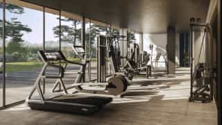 Rendering fotorealistico di interno - Palestra vetrate moderne - Archivision Studio