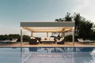 Rendering 3D di prodotto - Pergola modulare piscina - Archivision Studio