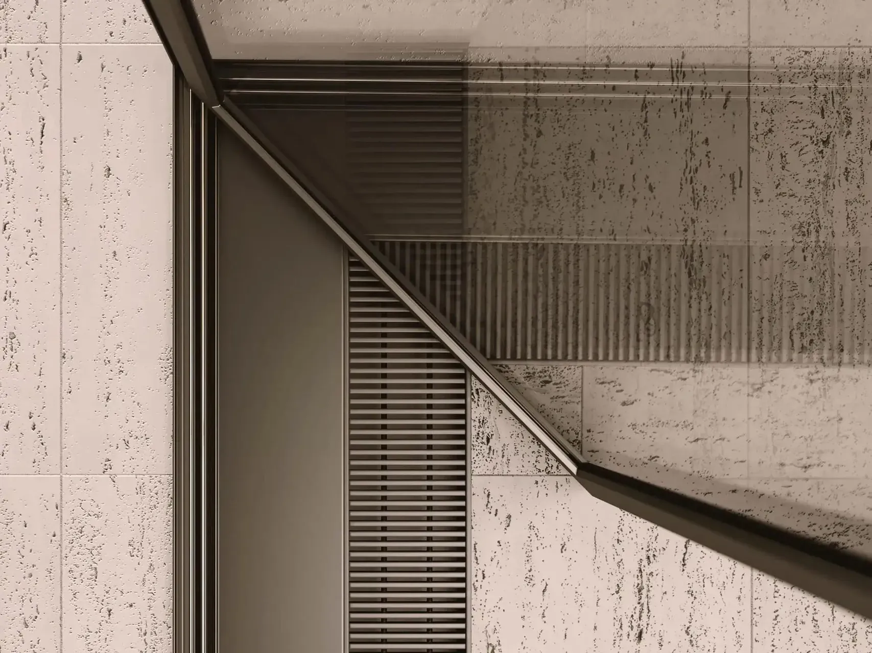 Dettaglio fotorealistico di materiali architettonici in un rendering