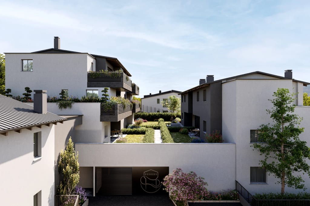 Rendering di un complesso residenziale moderno