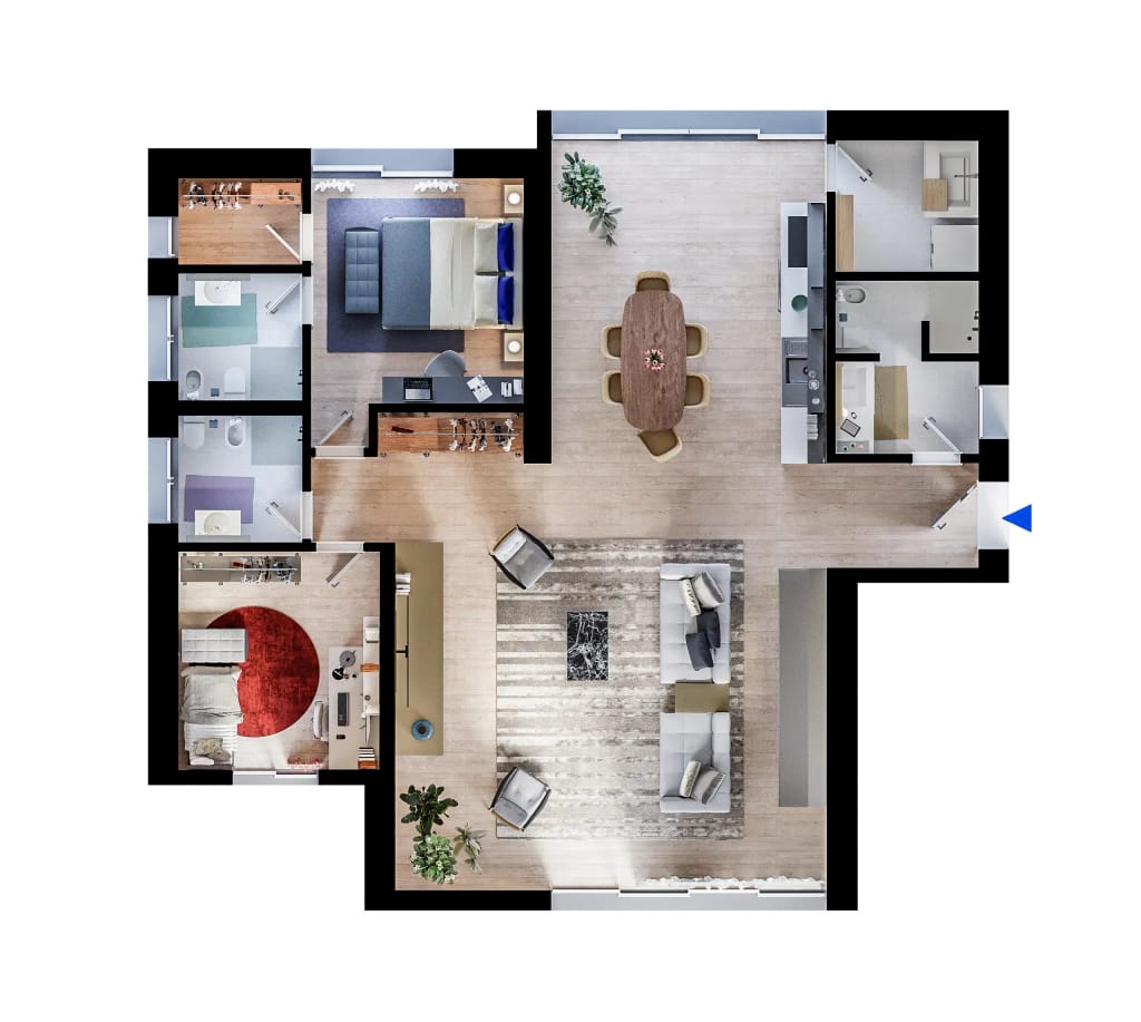 Planimetria - Planimetria arredata 3d 018 - Archivision Studio