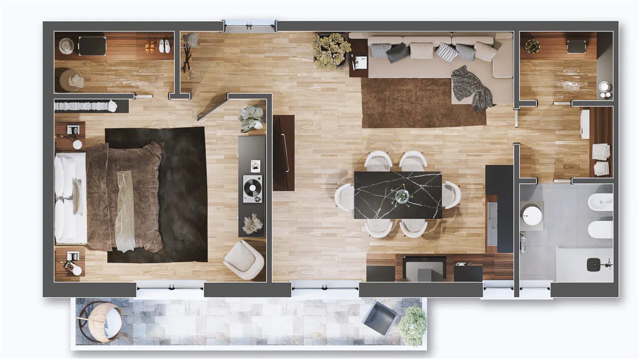 Planimetria - Planimetria arredata 3d 023 - Archivision Studio