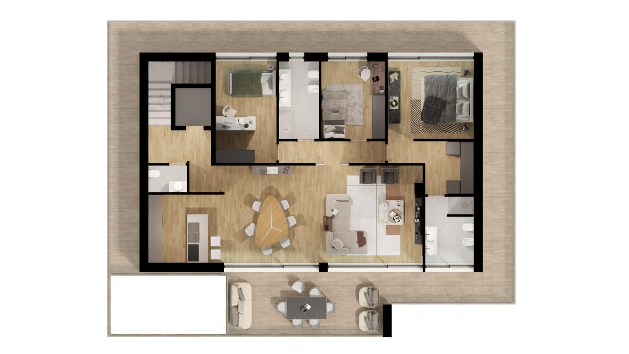 Planimetria - Planimetria arredata 3d 030 - Archivision Studio