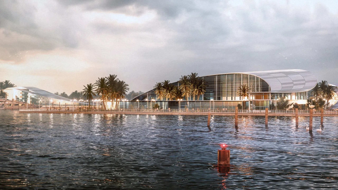 Rendering fotorealistico di esterno - Porto marittimo concorso - Archivision Studio