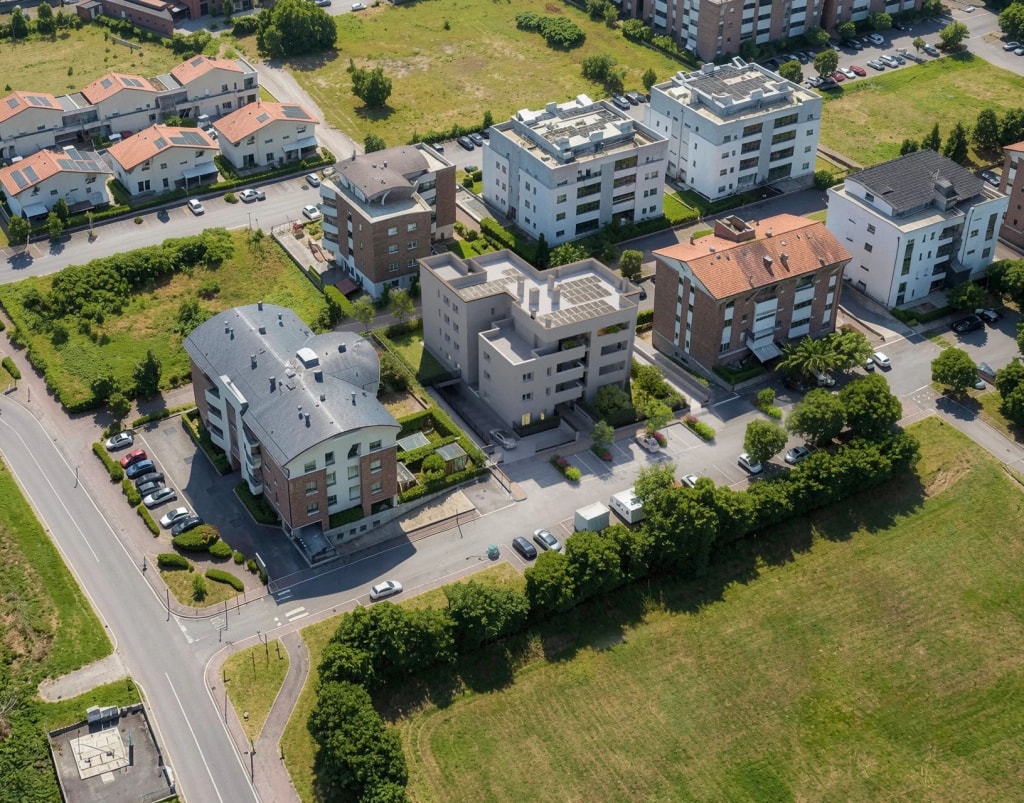 Palazzina residenziale moderna lotto fotoinserimento - Archivision Studio