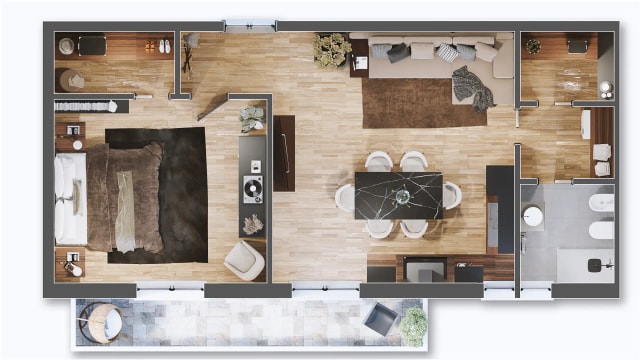 Planimetria - Planimetria arredata 3d 023 - Archivision Studio