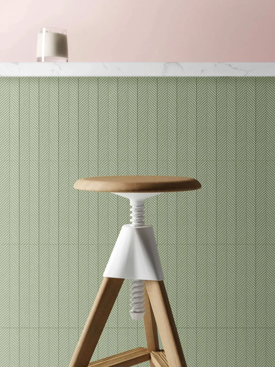 Rendering 3D di prodotto - Sgabello piastrelle verdi - Archivision Studio