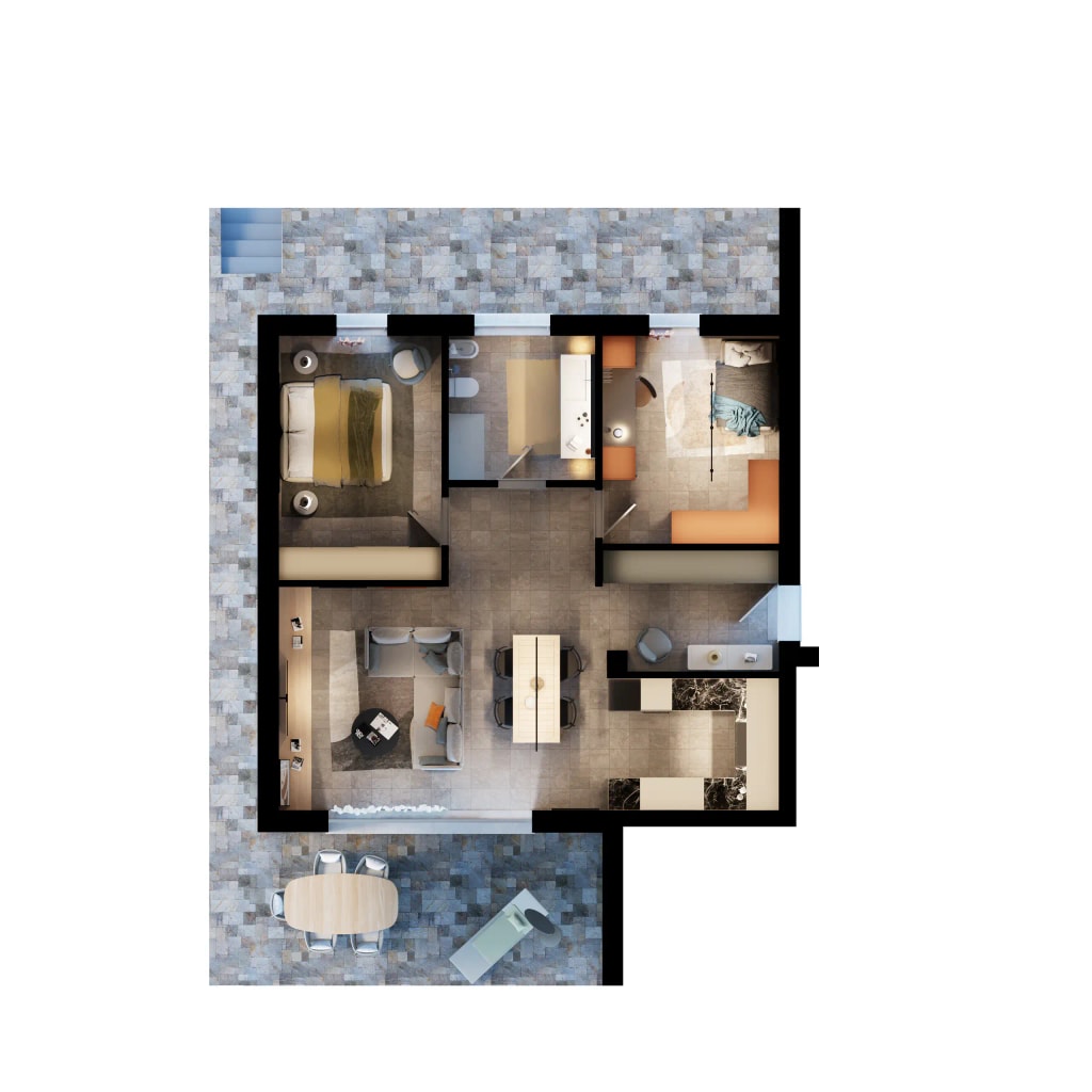 Planimetria - Planimetria arredata 3d 019 - Archivision Studio Planimetria - Planimetria arredata 3d 019 - Archivision Studio